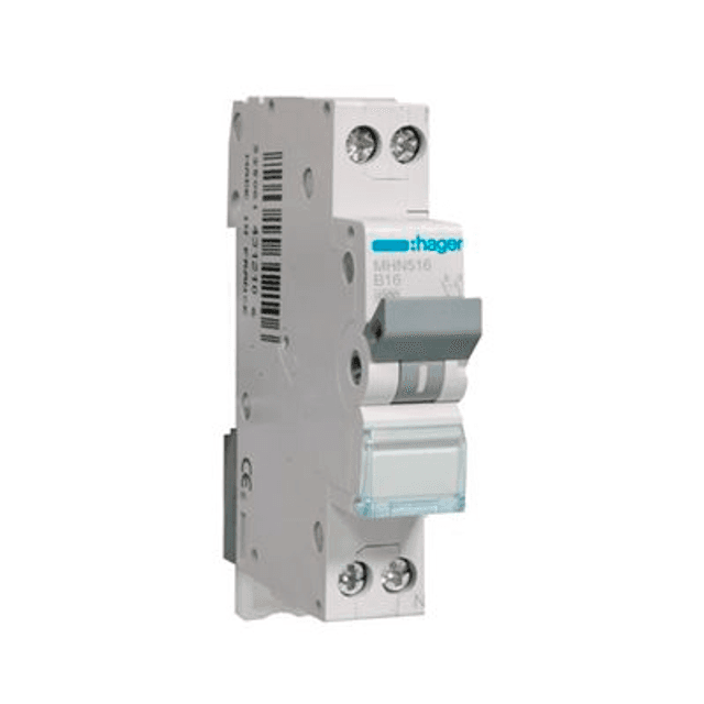 Hager installatieautomaat / 1-polig + nul, B16A / MHN516