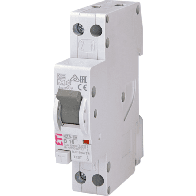 ETI aardlekautomaat 1-polig+nul 16A B-kar 30mA (KZS-1M)