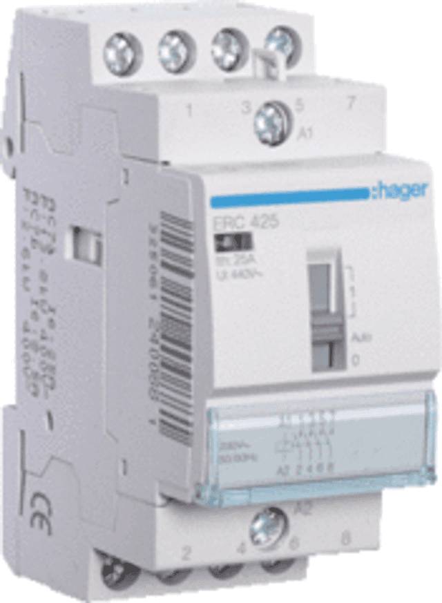 Hager ERC425 - 25A Magneetschakelaar 230V AC (4 Maak)